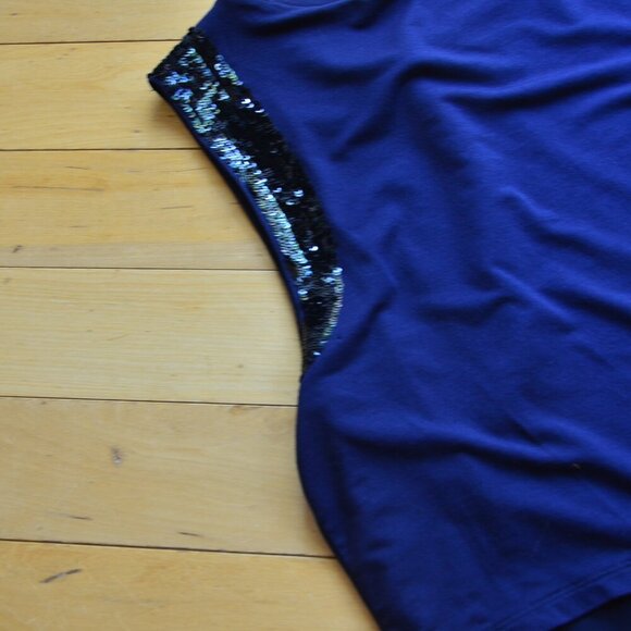 Haute Hippie Tunic Top Blue Sleeveless Sequin Accents Layered Silk Blend Size S - Picture 11 of 12